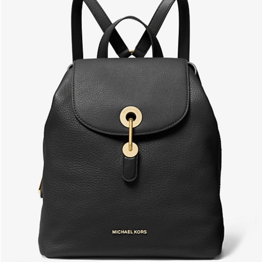 New Michael Kors Raven Leather Black Backpack